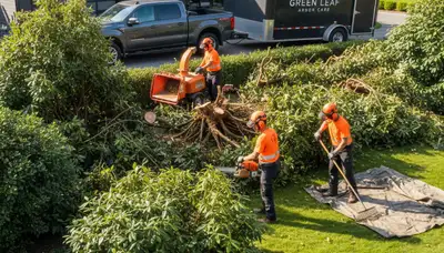 Professional shrub removal service clearing overgrown bushes in Wilmington, NC yard