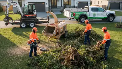 Professional shrub removal service in Wilmington, NC clearing overgrown bushes and yard debris