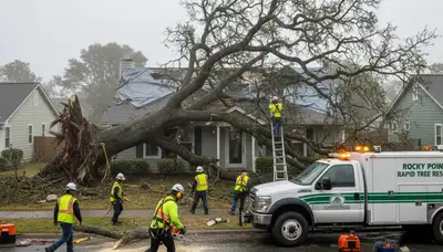 Emergency tree removal after storm damage in Rocky Point near Wilmington, NC restoring property safety