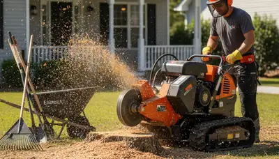Professional stump grinding service removing tree stumps in Castle Hayne, NC near Wilmington