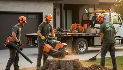 Professional stump grinding service in Wilmington, NC removing tree stumps safely after storm damage