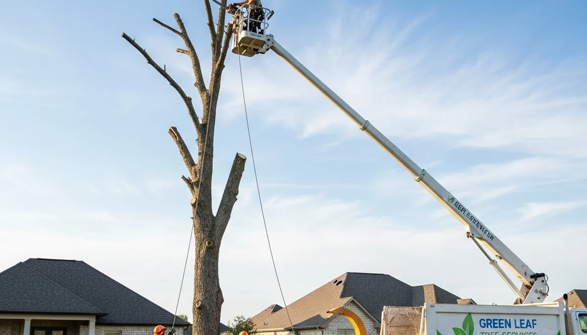 Professional tree removal crew working on coastal property in Wilmington, NC