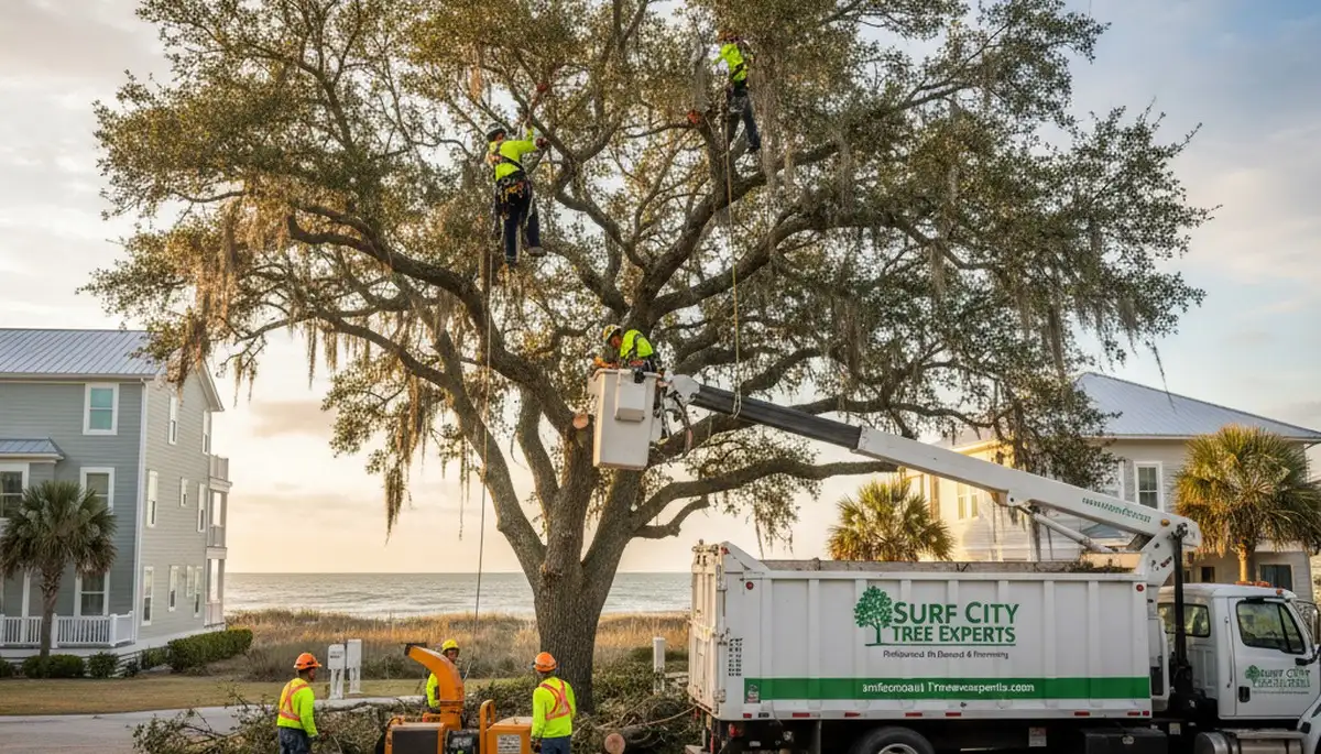 Professional tree removal service crew working in Wilmington, NC